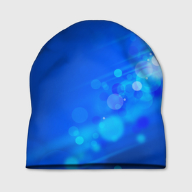 Шапка 3D с принтом Блики на синем фоне , 100% полиэстер | универсальный размер, печать по всей поверхности изделия | блики | круги | пузырьки | синий | фон