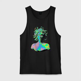 Мужская майка хлопок с принтом Gorgon Medusa   Vaporwave   Neon в Тюмени, 100% хлопок |  | color | face | gorgon | medusa | neon | snake | vaporwave | горгона | змея | лицо | медуза | неон | цвет