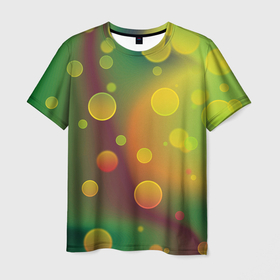 Мужская футболка 3D с принтом Кружочки на разноцветном фоне , 100% полиэфир | прямой крой, круглый вырез горловины, длина до линии бедер | абстракция | желтый | зеленый | красный | круги | кружки | кружочки | оранжевый