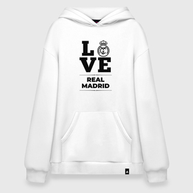 Худи SuperOversize хлопок с принтом Real Madrid Love Классика в Курске, 70% хлопок, 30% полиэстер, мягкий начес внутри | карман-кенгуру, эластичная резинка на манжетах и по нижней кромке, двухслойный капюшон
 | club | football | logo | love | madrid | real | real madrid | клуб | лого | мадрид | мяч | реал | символ | спорт | футбол | футболист | футболисты | футбольный