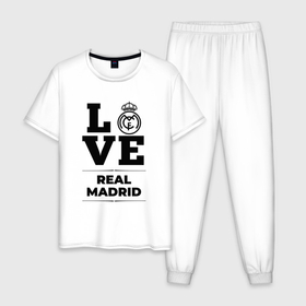 Мужская пижама хлопок с принтом Real Madrid Love Классика в Белгороде, 100% хлопок | брюки и футболка прямого кроя, без карманов, на брюках мягкая резинка на поясе и по низу штанин
 | club | football | logo | love | madrid | real | real madrid | клуб | лого | мадрид | мяч | реал | символ | спорт | футбол | футболист | футболисты | футбольный