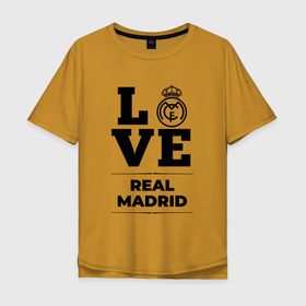 Мужская футболка хлопок Oversize с принтом Real Madrid Love Классика в Белгороде, 100% хлопок | свободный крой, круглый ворот, “спинка” длиннее передней части | Тематика изображения на принте: club | football | logo | love | madrid | real | real madrid | клуб | лого | мадрид | мяч | реал | символ | спорт | футбол | футболист | футболисты | футбольный