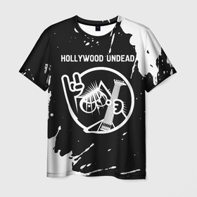 Мужская футболка 3D с принтом Hollywood Undead   КОТ   Краска в Тюмени, 100% полиэфир | прямой крой, круглый вырез горловины, длина до линии бедер | band | hollywood | hollywood undead | metal | paint | rock | undead | андед | брызги | голивуд | группа | кот | краска | рок