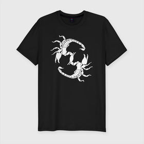 Мужская футболка хлопок Slim с принтом Скорпион   Скорпион в Курске, 92% хлопок, 8% лайкра | приталенный силуэт, круглый вырез ворота, длина до линии бедра, короткий рукав | aquarius | horoscope | scorpio | астрология | зведы | знак зодиака | символ | скорпион