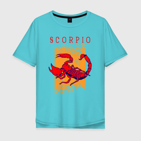 Мужская футболка хлопок Oversize с принтом Scorpio скорпион в Петрозаводске, 100% хлопок | свободный крой, круглый ворот, “спинка” длиннее передней части | Тематика изображения на принте: aquarius | horoscope | scorpio | астрология | зведы | знак зодиака | символ | скорпион