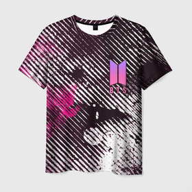Мужская футболка 3D с принтом BTS КРАСКА в Екатеринбурге, 100% полиэфир | прямой крой, круглый вырез горловины, длина до линии бедер | bts | k pop | бойбенд | бтс | группа | к поп | корейская группа | логотип | музыка