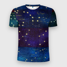 Мужская футболка 3D Slim с принтом Самые известные созвездия Северного полушария летом в Новосибирске, 100% полиэстер с улучшенными характеристиками | приталенный силуэт, круглая горловина, широкие плечи, сужается к линии бедра | Тематика изображения на принте: constellations | galaxy | stars | вселенная | звезды | небо | ночное | полушарие | северное | созвездия