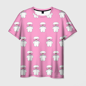 Мужская футболка 3D с принтом ЛАЛАФАНФАН на розовом фоне в Екатеринбурге, 100% полиэфир | прямой крой, круглый вырез горловины, длина до линии бедер | duck draw | lalafanfan | желтая утка | китайские утки | корейская утка | лалафанфан | утка