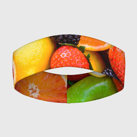 Повязка на голову 3D с принтом ИЗОБИЛИЕ ФРУКТОВ в Екатеринбурге,  |  | вегетарианский | веселые | еда | ежевика | желтый | здоровый | зеленый | клубника | красный | красочные | лето | лимон | оранжевый | природа | свежие | узор | фрукты | цитрусовые | яблоко