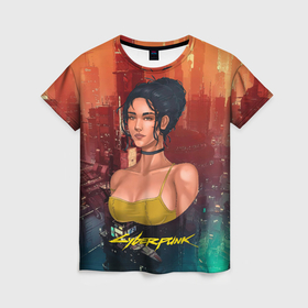 Женская футболка 3D с принтом Панам рисунок Cyberpunk 2077 в Тюмени, 100% полиэфир ( синтетическое хлопкоподобное полотно) | прямой крой, круглый вырез горловины, длина до линии бедер | 