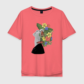 Мужская футболка хлопок Oversize с принтом Коллаж | Женщина с цветами и бабочками в Курске, 100% хлопок | свободный крой, круглый ворот, “спинка” длиннее передней части | butterfly | collage | floral | flower | people | plant | plants | vintage | watercolor | акварель | акварельные цветы | бабочки | букет | букет цветов | винтаж | девушка | женщина | люди | люди и цветы | растения | флора | фото | цветочек