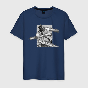 Мужская футболка хлопок с принтом Chainsawman , 100% хлопок | прямой крой, круглый вырез горловины, длина до линии бедер, слегка спущенное плечо. | бензопила | манга | монстр | ужас | японское