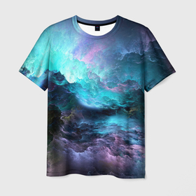 Мужская футболка 3D с принтом Разноцветные тучи в Петрозаводске, 100% полиэфир | прямой крой, круглый вырез горловины, длина до линии бедер | cloud | облака | пасмурно | разноцветные | тучи
