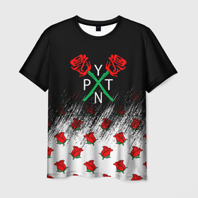 Мужская футболка 3D с принтом PYTN X ROSE   пейтон моормиер в Белгороде, 100% полиэфир | прямой крой, круглый вырез горловины, длина до линии бедер | payton | payton moormeie | pytn | rose | блогер | знаменитость | пейтон | пейтон моормиер | тиктоенр