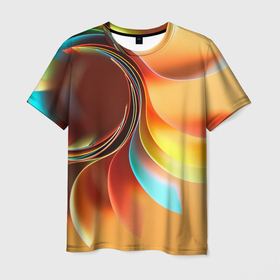 Мужская футболка 3D с принтом Солнце из бумаги в Новосибирске, 100% полиэфир | прямой крой, круглый вырез горловины, длина до линии бедер | бумага | радуга | солнце | солнышко | цвета