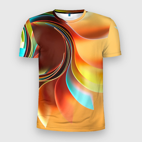 Мужская футболка 3D Slim с принтом Солнце из бумаги в Петрозаводске, 100% полиэстер с улучшенными характеристиками | приталенный силуэт, круглая горловина, широкие плечи, сужается к линии бедра | бумага | радуга | солнце | солнышко | цвета
