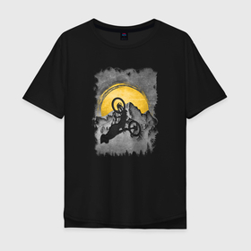 Мужская футболка хлопок Oversize с принтом Extreme rider в Курске, 100% хлопок | свободный крой, круглый ворот, “спинка” длиннее передней части | Тематика изображения на принте: 