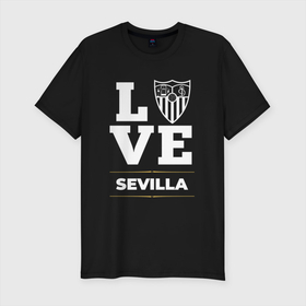 Мужская футболка хлопок Slim с принтом Sevilla Love Classic в Курске, 92% хлопок, 8% лайкра | приталенный силуэт, круглый вырез ворота, длина до линии бедра, короткий рукав | club | football | logo | love | sevilla | клуб | лого | мяч | севилья | символ | спорт | футбол | футболист | футболисты | футбольный