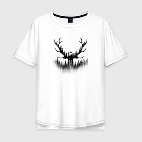 Мужская футболка хлопок Oversize с принтом Велосипедный олень в Тюмени, 100% хлопок | свободный крой, круглый ворот, “спинка” длиннее передней части | 