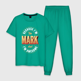 Мужская пижама хлопок с принтом Mark Классный , 100% хлопок | брюки и футболка прямого кроя, без карманов, на брюках мягкая резинка на поясе и по низу штанин
 | mark | имена | имени | имя | классный | марк | русский | фамилия