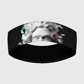 Повязка на голову 3D с принтом Горгона медуза medusa gorgon в Екатеринбурге,  |  | Тематика изображения на принте: black | bw | gorgon | medusa gorgon | mythology | pixels | snake | snakes | statue | white | белый | гаргона | горгона | змеи | змея | медуза | медуза горгона | мифология | пиксели | статуя | чб | черный