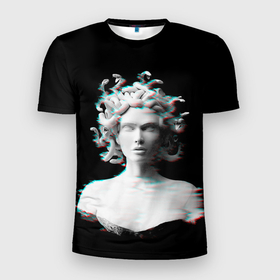 Мужская футболка 3D Slim с принтом Горгона медуза medusa gorgon , 100% полиэстер с улучшенными характеристиками | приталенный силуэт, круглая горловина, широкие плечи, сужается к линии бедра | Тематика изображения на принте: black | bw | gorgon | medusa gorgon | mythology | pixels | snake | snakes | statue | white | белый | гаргона | горгона | змеи | змея | медуза | медуза горгона | мифология | пиксели | статуя | чб | черный