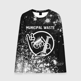 Мужской лонгслив 3D с принтом Municipal Waste + КОТ + Арт в Белгороде, 100% полиэстер | длинные рукава, круглый вырез горловины, полуприлегающий силуэт | band | metal | municipal | municipal waste | rock | waste | вэйст | группа | кот | краска | краски | муниципал | рок