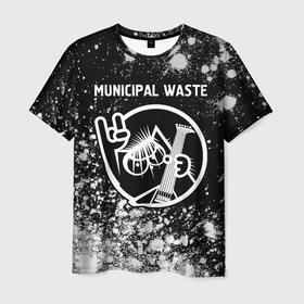 Мужская футболка 3D с принтом Municipal Waste + КОТ + Арт в Тюмени, 100% полиэфир | прямой крой, круглый вырез горловины, длина до линии бедер | band | metal | municipal | municipal waste | rock | waste | вэйст | группа | кот | краска | краски | муниципал | рок