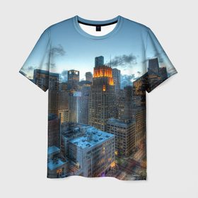 Мужская футболка 3D с принтом Городские будни в Кировске, 100% полиэфир | прямой крой, круглый вырез горловины, длина до линии бедер | city | будни | город | дома | мегаполис
