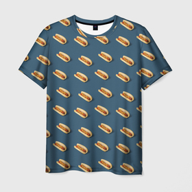 Мужская футболка 3D с принтом Хот дог фастфуд в Курске, 100% полиэфир | прямой крой, круглый вырез горловины, длина до линии бедер | булочка | дог | собака | сосиска | фаст | фуд | хот