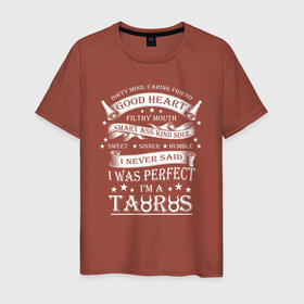 Мужская футболка хлопок с принтом Я идеальный телец в Тюмени, 100% хлопок | прямой крой, круглый вырез горловины, длина до линии бедер, слегка спущенное плечо. | aquarius | horoscope | taurus | астрология | зведы | знак зодиака | символ | телец