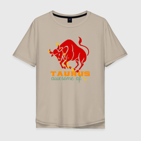 Мужская футболка хлопок Oversize с принтом Потрясающий Телец в Тюмени, 100% хлопок | свободный крой, круглый ворот, “спинка” длиннее передней части | aquarius | horoscope | taurus | астрология | зведы | знак зодиака | потрясающий | символ | телец
