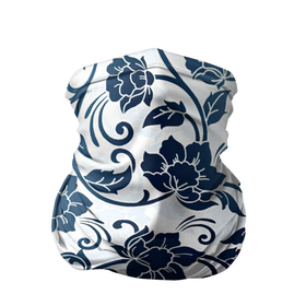 Бандана-труба 3D с принтом Гжелевые цветы в Новосибирске, 100% полиэстер, ткань с особыми свойствами — Activecool | плотность 150‒180 г/м2; хорошо тянется, но сохраняет форму | арт | вектор | гжелевый рисунок | гжель | народный рисунок | рисунок | синий | хохлома | цветок | цветы
