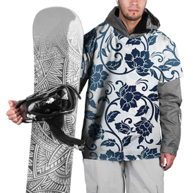 Накидка на куртку 3D с принтом Гжелевые цветы в Курске, 100% полиэстер |  | арт | вектор | гжелевый рисунок | гжель | народный рисунок | рисунок | синий | хохлома | цветок | цветы