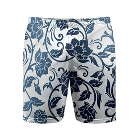 Мужские шорты спортивные с принтом Гжелевые цветы ,  |  | арт | вектор | гжелевый рисунок | гжель | народный рисунок | рисунок | синий | хохлома | цветок | цветы