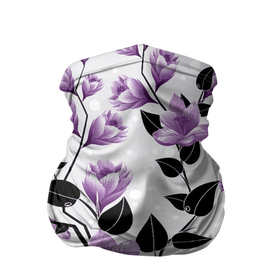 Бандана-труба 3D с принтом Распустившиеся фиолетовые цветы в Петрозаводске, 100% полиэстер, ткань с особыми свойствами — Activecool | плотность 150‒180 г/м2; хорошо тянется, но сохраняет форму | арт | куст | кусты | распустившиеся цветы | рисунок | фиолетовые цветы | фиолетовый цветок | цветок | цветуший куст | цветущие кусты | цветы