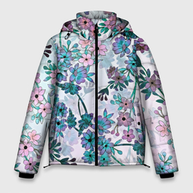 Мужская зимняя куртка 3D с принтом Яркие красочные цветы в Екатеринбурге, верх — 100% полиэстер; подкладка — 100% полиэстер; утеплитель — 100% полиэстер | длина ниже бедра, свободный силуэт Оверсайз. Есть воротник-стойка, отстегивающийся капюшон и ветрозащитная планка. 

Боковые карманы с листочкой на кнопках и внутренний карман на молнии. | арт | ветка дерева | ветки дерева | куст | кусты | рисунок | цветок | цветущее дерево | цветы | яркие цветы