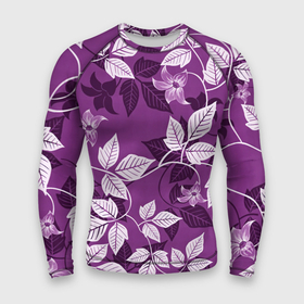 Мужской рашгард 3D с принтом Фиолетовый вьюнок ,  |  | арт | вьюнок | куст | кусты | рисунок | фиолетовые цветы | фиолетовый цветок | цветок | цветущий вьюнок | цветущий куст | цветы