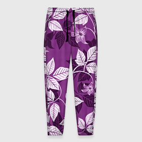 Мужские брюки 3D с принтом Фиолетовый вьюнок в Белгороде, 100% полиэстер | манжеты по низу, эластичный пояс регулируется шнурком, по бокам два кармана без застежек, внутренняя часть кармана из мелкой сетки | арт | вьюнок | куст | кусты | рисунок | фиолетовые цветы | фиолетовый цветок | цветок | цветущий вьюнок | цветущий куст | цветы