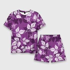 Мужской костюм с шортами 3D с принтом Фиолетовый вьюнок ,  |  | арт | вьюнок | куст | кусты | рисунок | фиолетовые цветы | фиолетовый цветок | цветок | цветущий вьюнок | цветущий куст | цветы