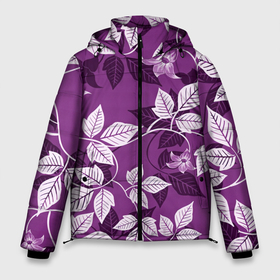 Мужская зимняя куртка 3D с принтом Фиолетовый вьюнок в Кировске, верх — 100% полиэстер; подкладка — 100% полиэстер; утеплитель — 100% полиэстер | длина ниже бедра, свободный силуэт Оверсайз. Есть воротник-стойка, отстегивающийся капюшон и ветрозащитная планка. 

Боковые карманы с листочкой на кнопках и внутренний карман на молнии. | арт | вьюнок | куст | кусты | рисунок | фиолетовые цветы | фиолетовый цветок | цветок | цветущий вьюнок | цветущий куст | цветы