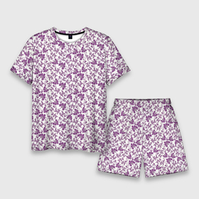 Мужской костюм с шортами 3D с принтом Фиолетовая гжель ,  |  | арт | вектор | гжель | рисунок | синий | фиолетовая гжель | фиолетовый рисунок | хохлома | цветок | цветы