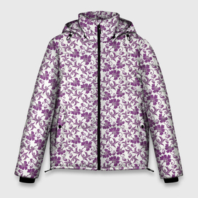 Мужская зимняя куртка 3D с принтом Фиолетовая гжель в Петрозаводске, верх — 100% полиэстер; подкладка — 100% полиэстер; утеплитель — 100% полиэстер | длина ниже бедра, свободный силуэт Оверсайз. Есть воротник-стойка, отстегивающийся капюшон и ветрозащитная планка. 

Боковые карманы с листочкой на кнопках и внутренний карман на молнии. | арт | вектор | гжель | рисунок | синий | фиолетовая гжель | фиолетовый рисунок | хохлома | цветок | цветы