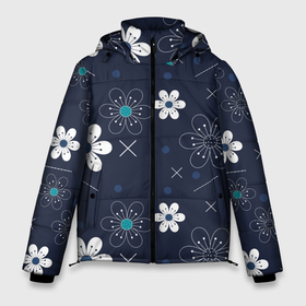 Мужская зимняя куртка 3D с принтом Ночные цветы на ночной поляне в Санкт-Петербурге, верх — 100% полиэстер; подкладка — 100% полиэстер; утеплитель — 100% полиэстер | длина ниже бедра, свободный силуэт Оверсайз. Есть воротник-стойка, отстегивающийся капюшон и ветрозащитная планка. 

Боковые карманы с листочкой на кнопках и внутренний карман на молнии. | арт | ночной цветок | ночные цветы | ночь | рисунок | цветок | цветы