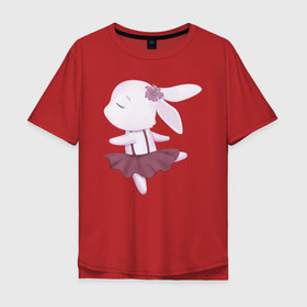 Мужская футболка хлопок Oversize с принтом Милый Крольчонок Танцует в Новосибирске, 100% хлопок | свободный крой, круглый ворот, “спинка” длиннее передней части | animals | beast | cute | hare | rabbit | животные | заяц | звери | кролик | крольчонок | милый