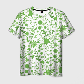 Мужская футболка 3D с принтом Зелёное поле в Белгороде, 100% полиэфир | прямой крой, круглый вырез горловины, длина до линии бедер | Тематика изображения на принте: арт | вектор | зелёный | зелёный рисунок | одуванчик | одуванчики | поле | рисунок