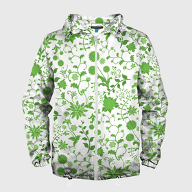 Мужская ветровка 3D с принтом Зелёное поле в Петрозаводске, 100% полиэстер | подол и капюшон оформлены резинкой с фиксаторами, два кармана без застежек по бокам, один потайной карман на груди | арт | вектор | зелёный | зелёный рисунок | одуванчик | одуванчики | поле | рисунок