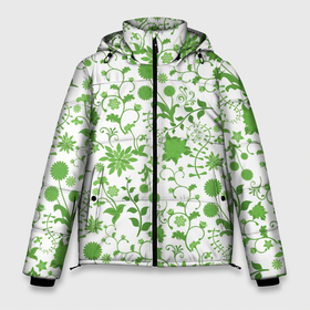 Мужская зимняя куртка 3D с принтом Зелёное поле в Курске, верх — 100% полиэстер; подкладка — 100% полиэстер; утеплитель — 100% полиэстер | длина ниже бедра, свободный силуэт Оверсайз. Есть воротник-стойка, отстегивающийся капюшон и ветрозащитная планка. 

Боковые карманы с листочкой на кнопках и внутренний карман на молнии. | Тематика изображения на принте: арт | вектор | зелёный | зелёный рисунок | одуванчик | одуванчики | поле | рисунок