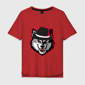 Мужская футболка хлопок Oversize с принтом Нуарный волк в Новосибирске, 100% хлопок | свободный крой, круглый ворот, “спинка” длиннее передней части | noir | wolf | волк | волчара | нуар | шляпа