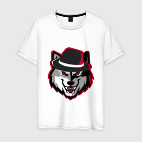 Мужская футболка хлопок с принтом Нуарный волк в Санкт-Петербурге, 100% хлопок | прямой крой, круглый вырез горловины, длина до линии бедер, слегка спущенное плечо. | noir | wolf | волк | волчара | нуар | шляпа